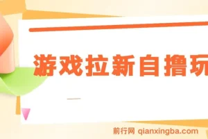 游戏拉新自撸玩法， 一个6-8元，一小时20次，日入3张