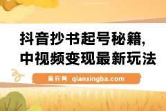 抖音抄书起号秘籍，中视频变现最新玩法，日入500+的保姆级教程！