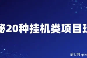 揭秘20种挂机类项目玩法 网创小白福利轻松日入1000+