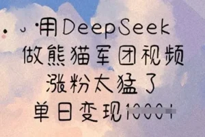 DeepSeek熊猫军团视频制作课：涨粉快易变现