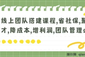 【精】线上团队搭建课程，省社保，聚人才，降成本，增利润，团队管理必看