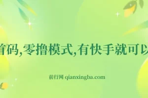 首码，零撸模式，有快手就可以做，每天零碎时间搞个几张不成问题【揭秘】
