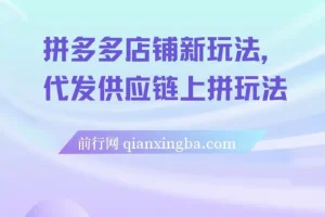 【精】拼多多店铺新玩法，代发供应链上拼玩法