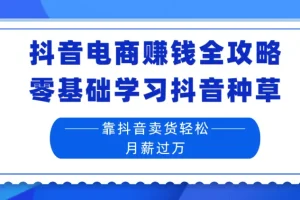抖音电商赚钱全攻略：零基础学习抖音种草，靠抖音卖货轻松月薪过万！
