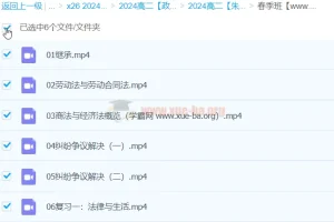 2024高二政治 朱法垚政治 二轮精讲春季班