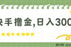 快手撸金项目，可矩阵日入300+，