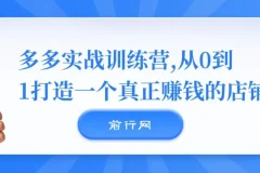 【精】多多实战训练营，从0到1打造一个真正賺钱的店铺
