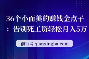 36个小而美的赚钱金点子：告别死工资轻松月入5万