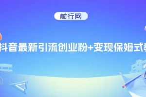 抖音最新引流创业粉+变现保姆式教程， 直接无脑套模板即可