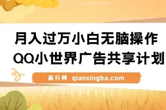 月入过万小白无脑操作QQ小世界广告共享计划
