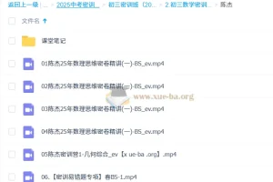 陈杰 2025 初三数学中考数学密训班