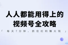 人人都能用得上的视频号全攻略，每天7分钟，抓住红利赚大钱！