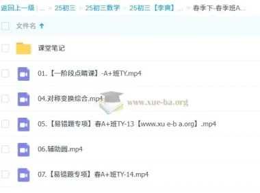 2025初三中考数学 李爽 全年 暑假班 秋季班 寒假班 春季班