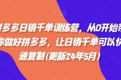 拼多多日销千单训练营，零基础也可以快速复制