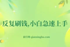 反复刷钱，小白急速上手，一个小时30元，实操教程